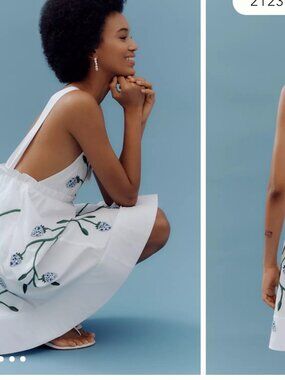 new ANTHROPOLOGIE MAEVE embroidered sleeveless mini dress fit flare xs m